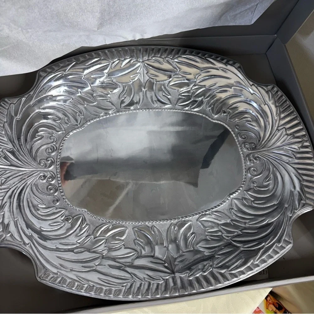 Wilton Armetale Silver-Tone Ornate Platter